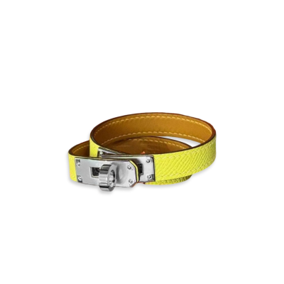 HERMES KELLY DOUBLE TOUR BRACELET EPSOM JAUNE POUSSIN HERMES KELLY DOUBLE TOUR BRACELET EPSOM JAUNE POUSSIN